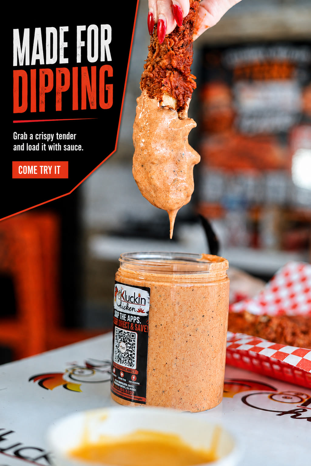 Kluckin Chicken static ad, Made for dipping
