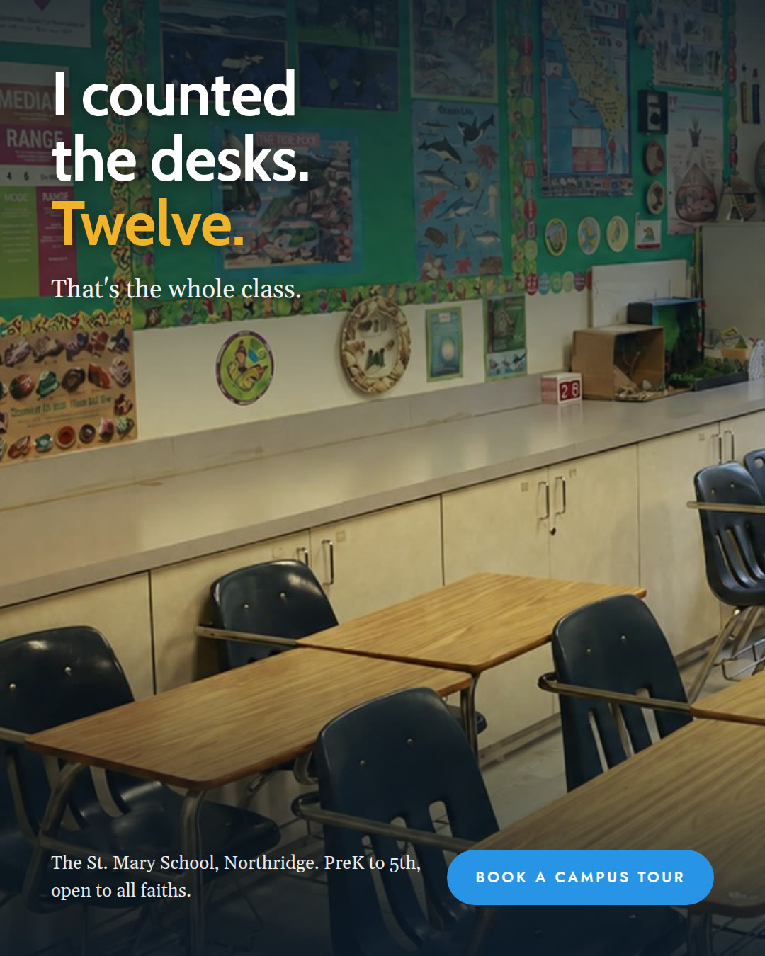 St Mary School ad, twelve desks