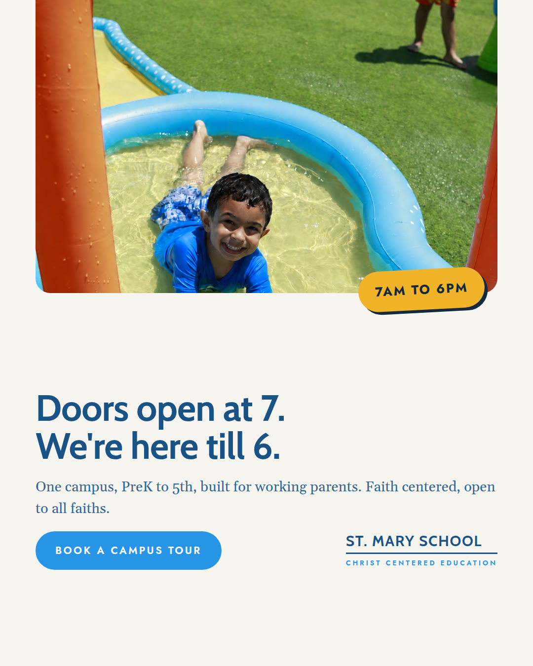 St Mary School ad, open 7 to 6