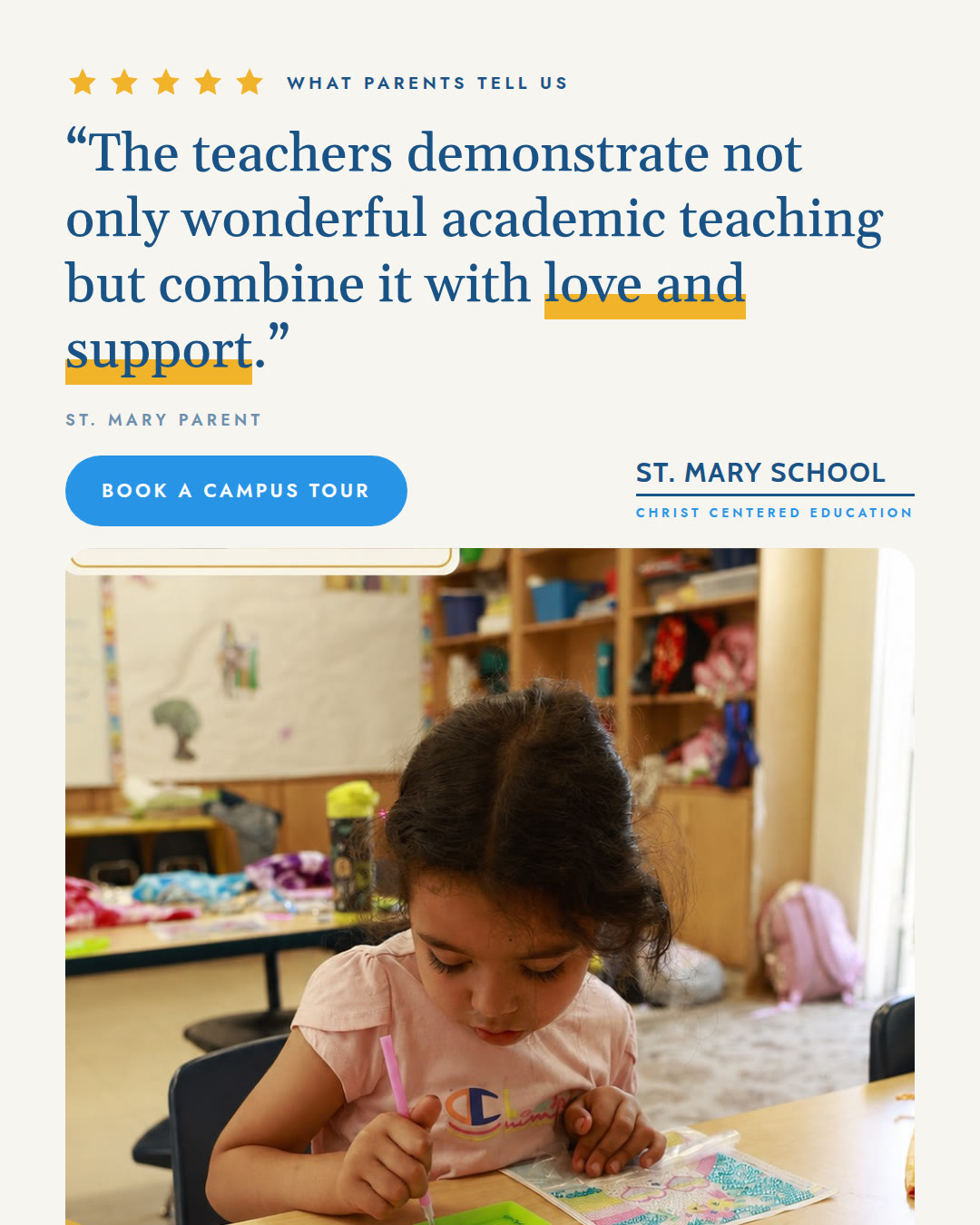 St Mary School ad, a parent testimonial